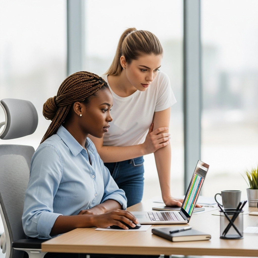 Empreendedoras trabalhando em um laptop